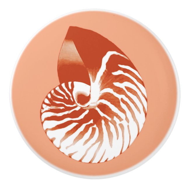 Nautilus snäcka - terracotta och vit knopp (Framsidan)