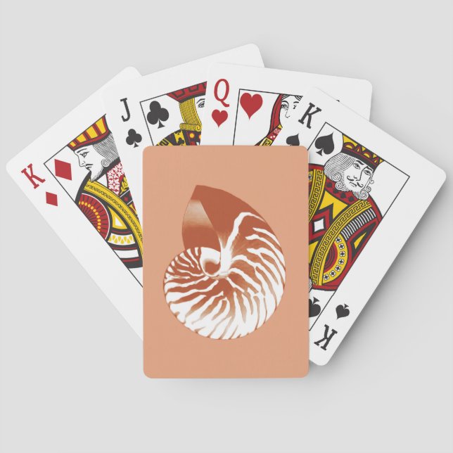 Nautilus snäcka - terracotta och vit spel kort (Baksidan)