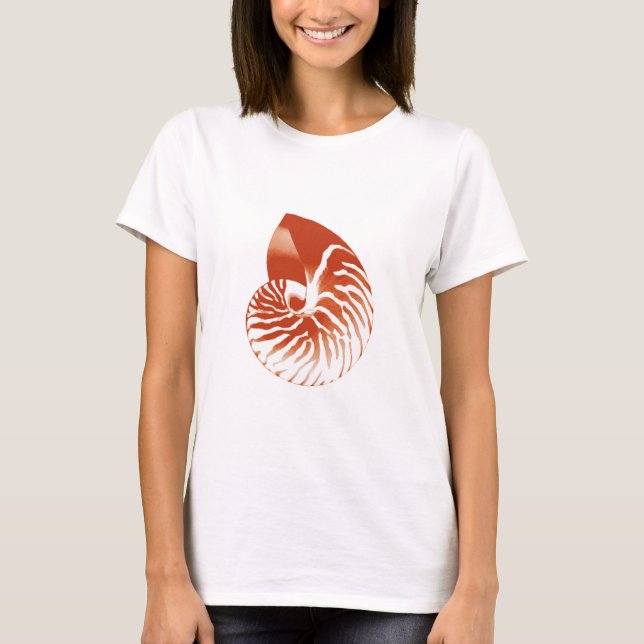 Nautilus snäcka - terracotta och vit tee (Framsida)