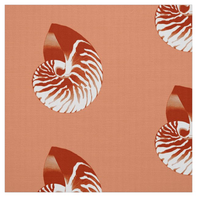 Nautilus Snäcka - terracotta och vit Tyg (Provkarta)