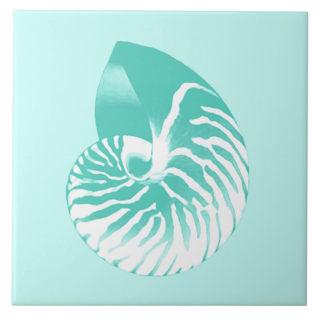 Nautilus snäcka - turkos, akvarier och vitt kakelplatta (Framsidan)