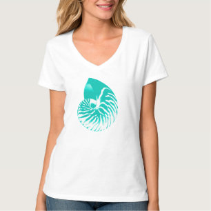 Nautilus snäcka - turkos, akvarier och vitt t shirt
