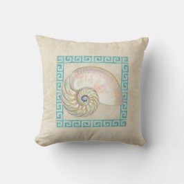 Nautilus Snäcka Watercolor Greece Nyckel Damask Be Kudde
