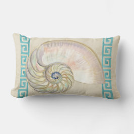 Nautilus Snäcka Watercolor Greece Nyckel Damask Be Lumbarkudde