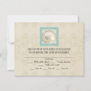 Nautilus Snäcka Watercolor Greece Nyckel Damask Be OSA Kort