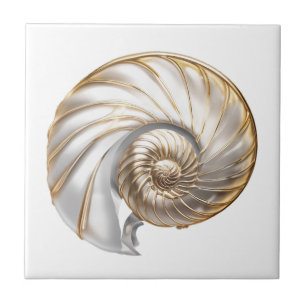 Nautilus snäckskal pärlglans 3D strand hav Kakelplatta