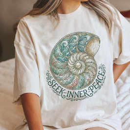 Nautilus Snigel Sök Inre Fred Ocean Konst T Shirt