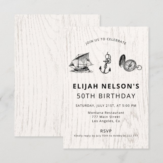 Nautilus Symbols Birthday Inbjudningar (Fram/baksida)