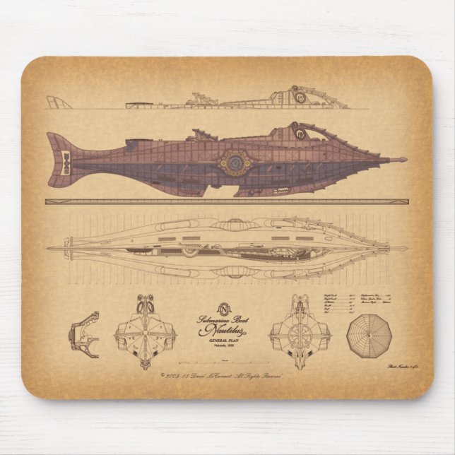 Nautilusen planerar vid David McCamant Mousepad Musmatta (Framsidan)