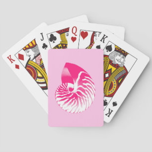Nautilussnäcka - fuchsia rosor och vit casinokort