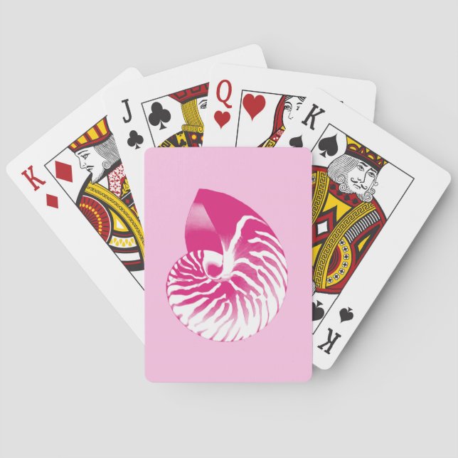 Nautilussnäcka - fuchsia rosor och vit casinokort (Baksidan)