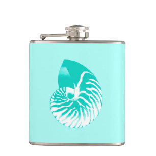 Nautilussnäcka - turkos, aqua och vit fickplunta