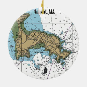 Nautischdiagram Nautischdiagram Nahant MORSA Julgransprydnad Keramik