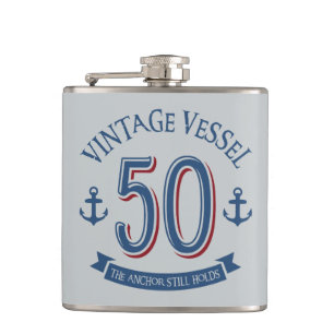 Nautisk 50th födelsedag fickplunta