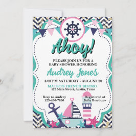 Nautisk Ahoy Baby Shower Inbjudan