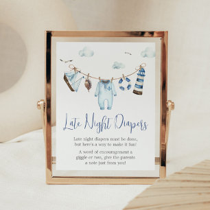 Nautisk ahoy Baby Shower Late Night Diaper Poster