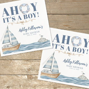 Nautisk Ahoy Det Är En Pojke Baby Shower Pappersservett
