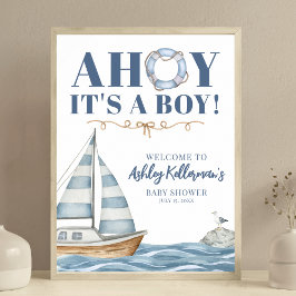 Nautisk Ahoy Det är en pojke! Bebisens mottagning Poster