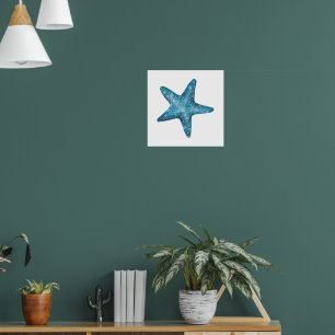Nautisk akvarell blå sjöstjärna poster