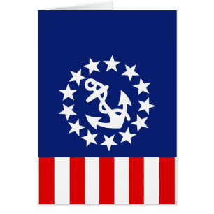 Nautisk amerikansk Yacht-Flagga är vid Marina Hälsningskort