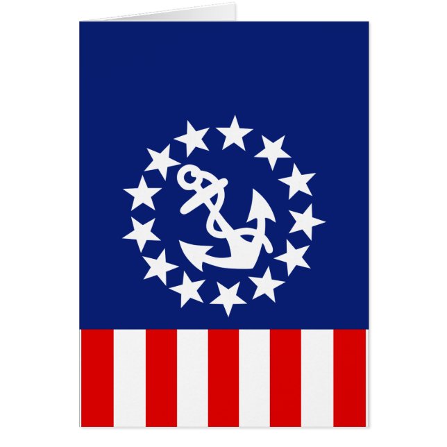 Nautisk amerikansk Yacht-Flagga är vid Marina Hälsningskort (Framsidan)