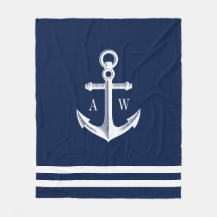 Nautisk anchor-Anpassningsbar, monogram marin flot Fleecefilt