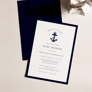 Nautisk anchor Coastal Boy Shower Inbjudningar