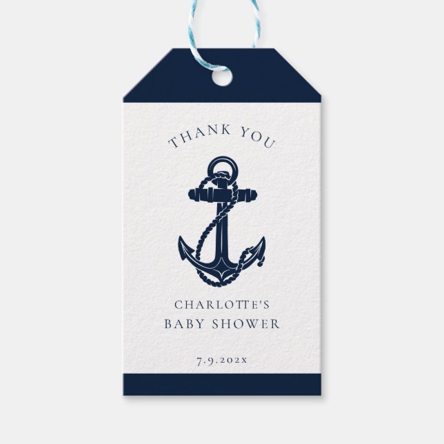 Nautisk anchor Coastal Boy Shower Presentetikett (Framsidan)