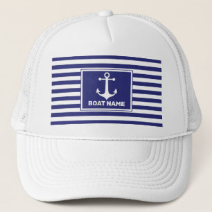Nautisk anchor Design Navy Blue Stripe Hat Keps
