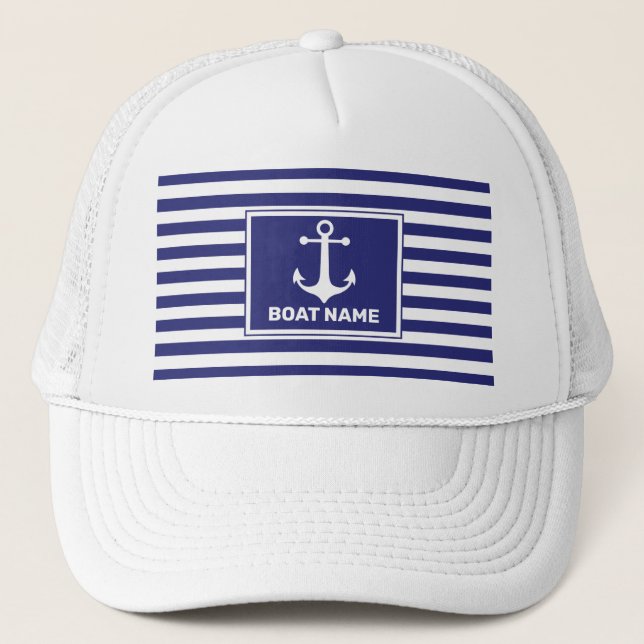 Nautisk anchor Design Navy Blue Stripe Hat Keps (Framsida)