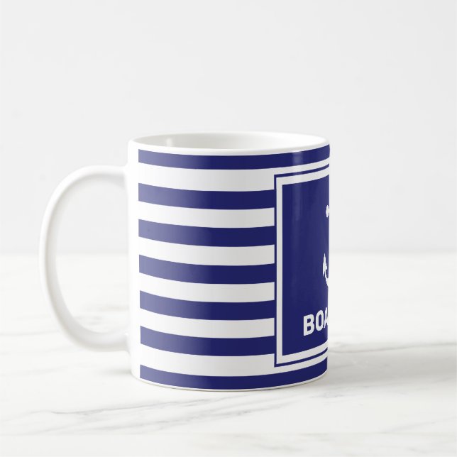 Nautisk anchor Design Navy Blue White Rand Mugg (Vänster)