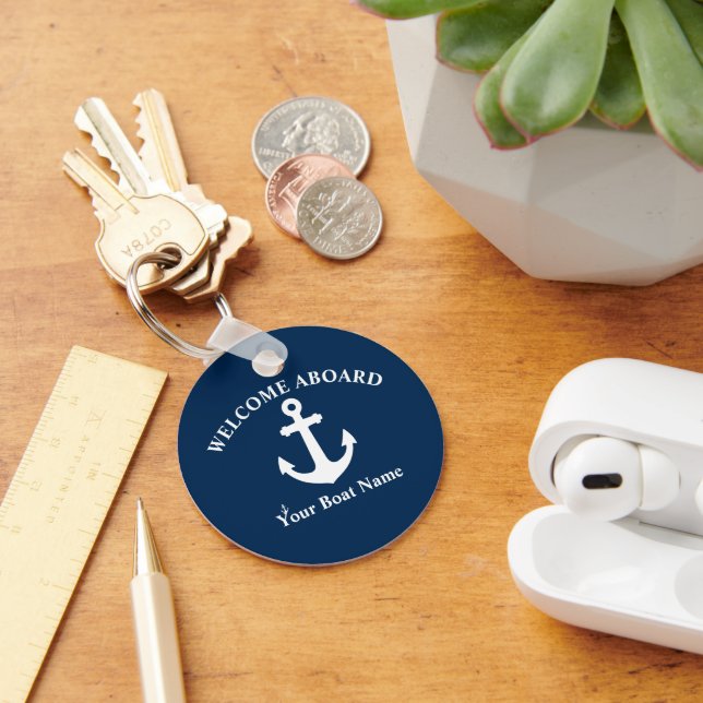 Nautisk anchor för marinblått välkomstfartyg ombor nyckelring (Skrivbord)