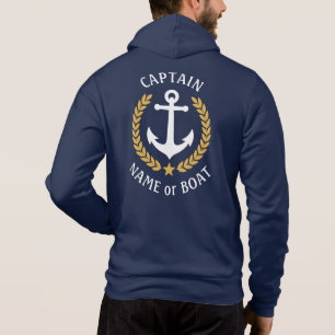 Nautisk anchor kapten Boat Namn Guld Laurel Blue T Shirt