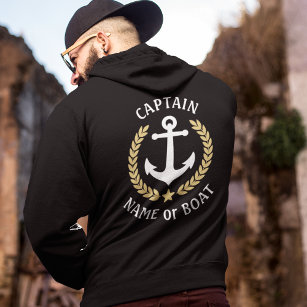 Nautisk anchor kapten Boat Namn Guld Laurel Zip T Shirt
