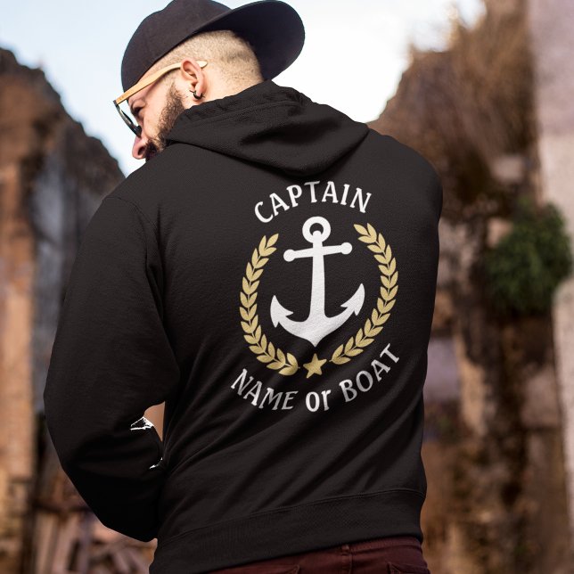 Nautisk anchor kapten Boat Namn Guld Laurel Zip T Shirt (Skapare uppladdad)