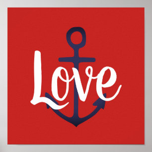 nautisk ANCHOR + KÄRLEK-bokstäver Poster