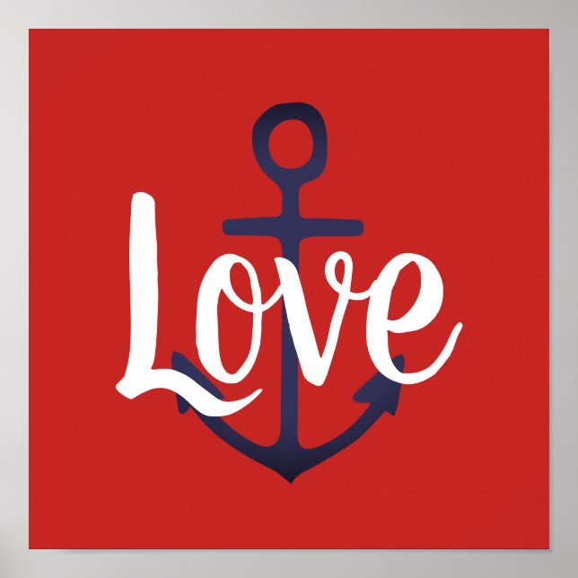 nautisk ANCHOR + KÄRLEK-bokstäver Poster (Framsidan)