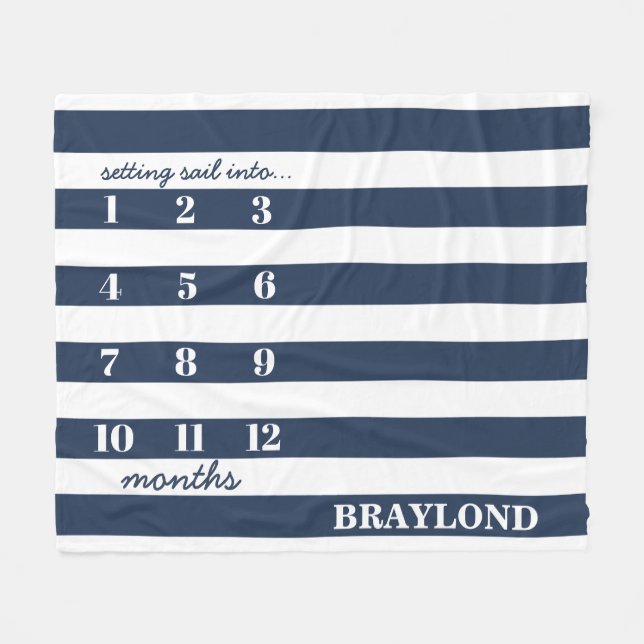 Nautisk anchor Månadsmilstolpe - blankett Fleecefilt (Framsidan (Horisontell))