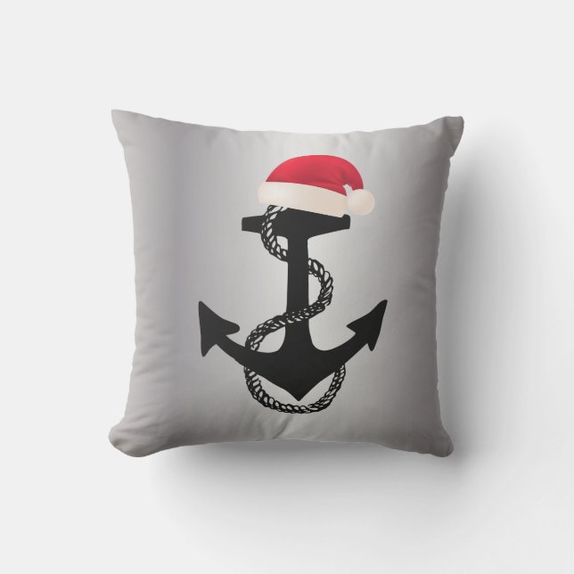 nautisk ANCHOR med SANTA HAT | Kudde (Framsida)