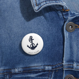 Nautisk anchor Navy Blue Cute Boat Namn Anpassning Knapp