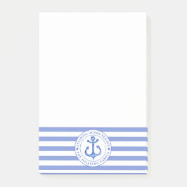 Nautisk anchor Navy Blue Stripe-Personlig Post-it Block