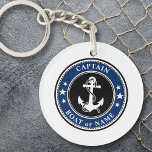 Nautisk anchor & Rope-kapten eller havets Namn-flo<br><div class="desc">En personlig nautisk nyckelkedja med två sidor av akrylen med "kapten" (eller annan önskad titel eller rang) och ditt namn, båt namn eller annan text efter behov. Den här unika designen har en anpassningsbar som gör att vintagen ankar med rep och stjärnor accentuerade med regalsvart, klassiskt marinblått och vitt färg....</div>