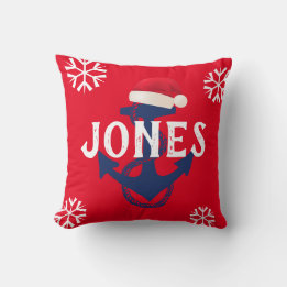 nautisk ANCHOR + SNÖFLINGOR med SANTA HAT | Kudde