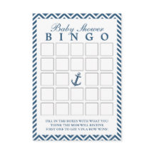 Nautisk anchor Zigzag Baby Shower Bingo-kort