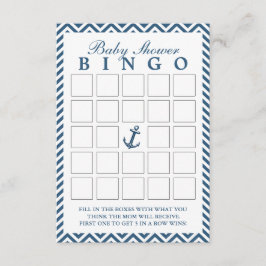 Nautisk anchor Zigzag Baby Shower Bingo-kort