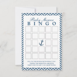 Nautisk anchor Zigzag Baby Shower Bingo-kort
