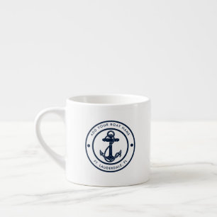 Nautisk Ankar Båt Namn Marinblå Båttur Espressomugg