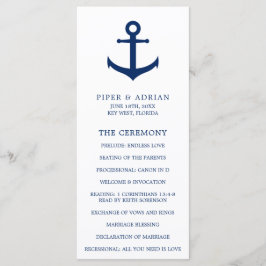 Nautisk Ankar Navyblå Elegant Bröllop Program