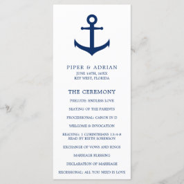 Nautisk Ankar Navyblå Elegant Bröllop Program