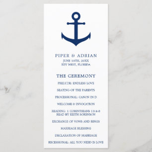 Nautisk Ankar Navyblå Elegant Bröllop Program